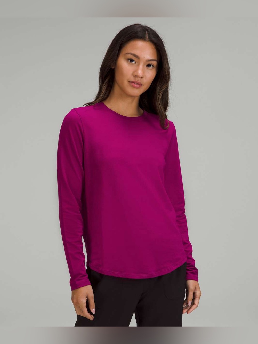 lululemon athletica Love Long Sleeve Crew Tee in Fuchsia pink layering top